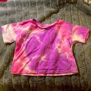 Pink and purple tie dye cropped top short sleeved size 9/10
